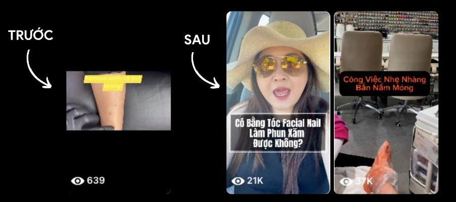 Kênh của Hannah Nguyen trước và sau khi học